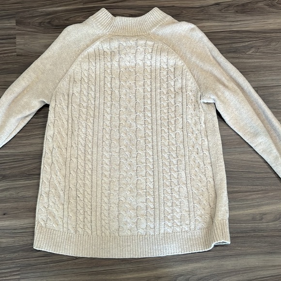 4/$25 SALE GAP Cream Cableknit Mock Neck Cozy Mixed Media Chunky Knit Sweater - Picture 7 of 7